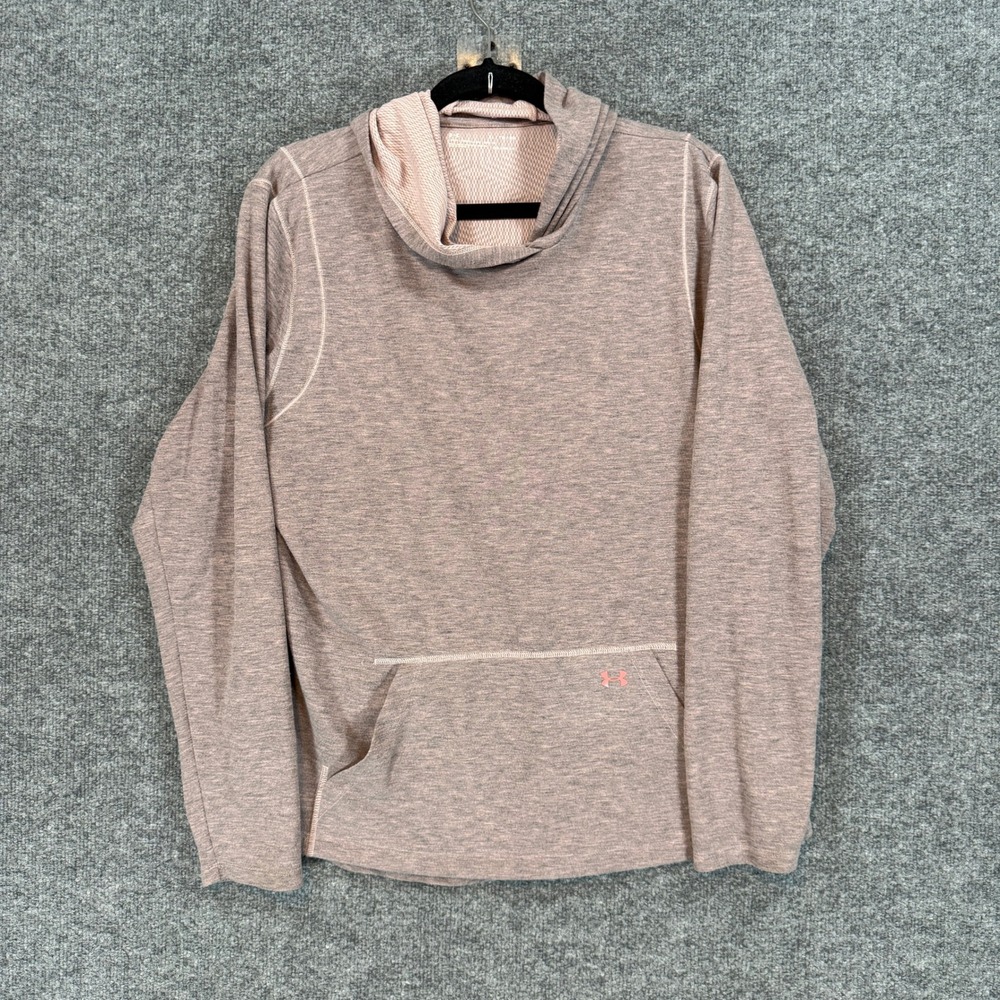 Under Armour Hoodie Womens XL Pink ColdGear Cowl Neck Pullover Athletic Stretch